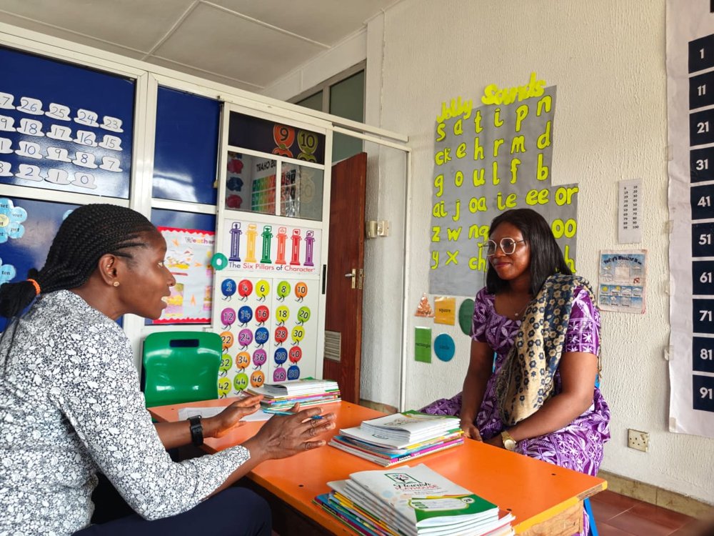A parent visiting a Flourish Playhouse classroom during a school tour in Festac Town